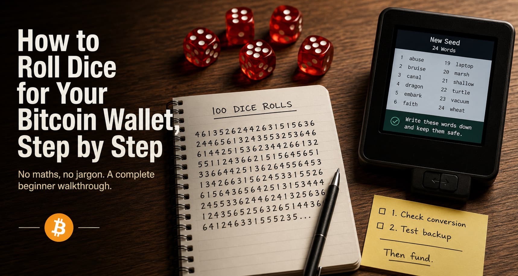 Cover image for How to Roll Dice for Your Bitcoin Wallet, Step by Step